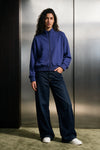 Elasticated Mock Neck Zipper / BLUE JACKET ATTIR-WOMEN
