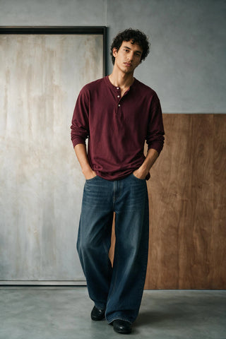 Classic Cotton Henley Shirt HENLEY ATTIR-MEN