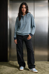 Striped Pullover Hoodie / BLUE HOODIE ATTIR-WOMEN
