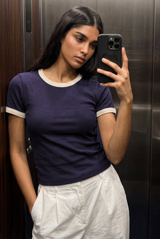 Fitted Ringer T-shirt in Dark Purple