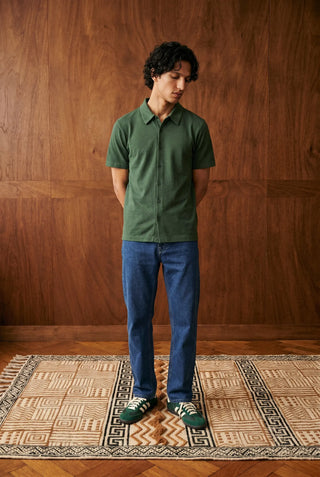 Pique Relaxed-fit Shirt in Forest Green