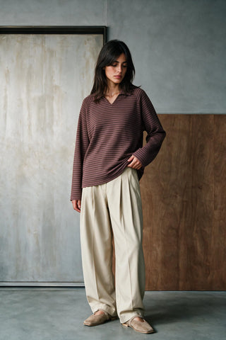 Long Sleeves Striped Polo Top POLO ATTIR-WOMEN