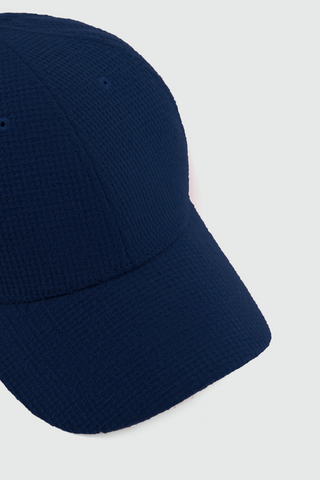 Waffle Textured Baseball Cap in Navy