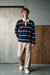 Striped Polo Shirt with Contrast Detail / NAVY STRIPES RUGBYPOLO ATTIR-UNISEX