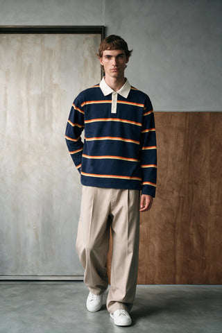 Striped Polo Shirt with Contrast Detail RUGBYPOLO ATTIR-UNISEX
