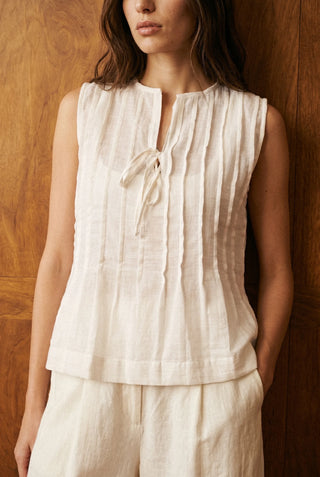 Serena Tie Top in Sheer White