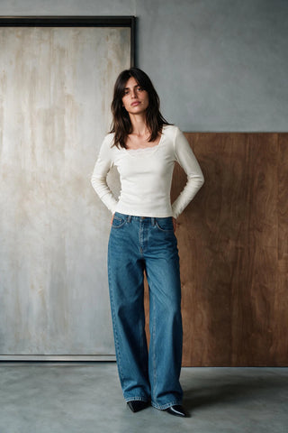 Lace-detail Top TOP ATTIR-WOMEN