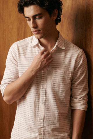 Stripe Button Down Shirt in Red