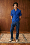 Tuck-Knit Button-Up Polo in Deep Blue SHIRT ATTIR-MEN
