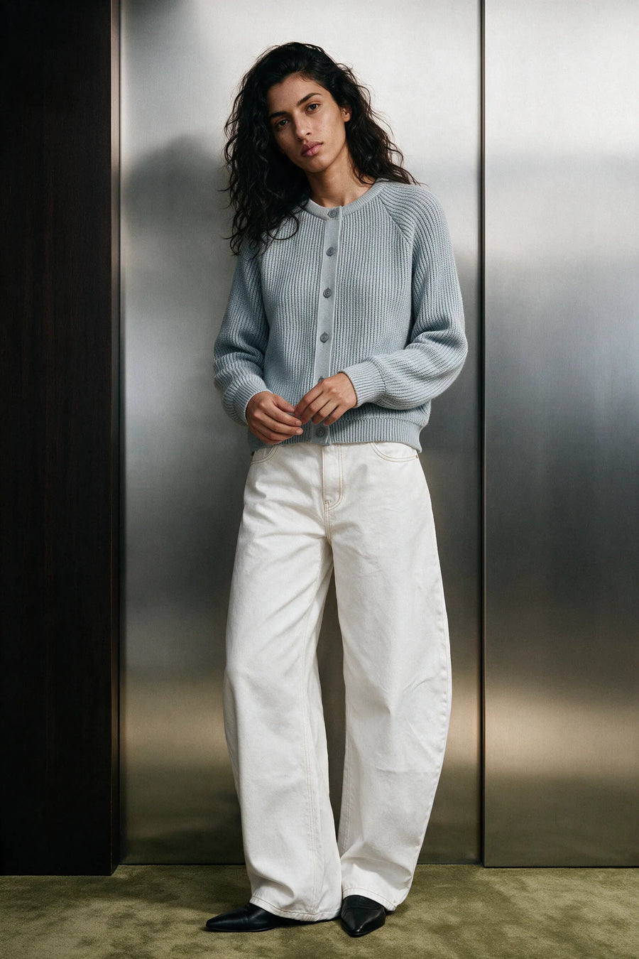 Brushed Raglan Cardigan / Aqua Blue