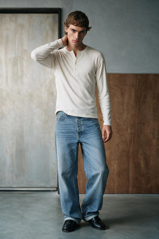 Rib-Knit Henley T-shirt HENLEY ATTIR-MEN