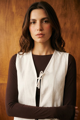 Tie-detail Vest in Cream