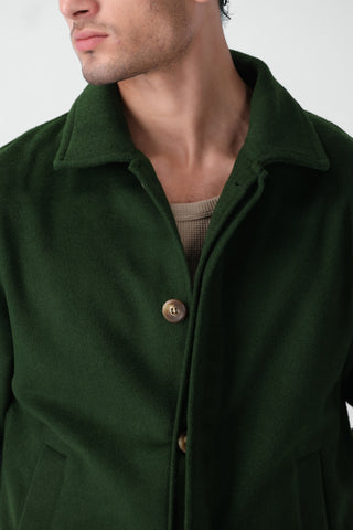 Wool Jacket with Welt Pockets in Majesty Green