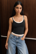 Double Layer Top in Black TOP ATTIR-WOMEN