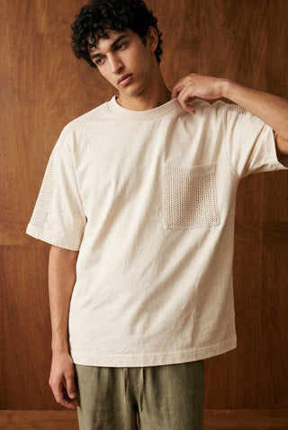 Crochet Panel Tee in Cream