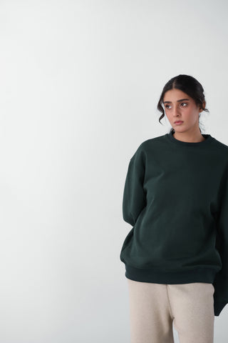 Relaxed Fit Airsoft Sweatshirt in Dark Green
