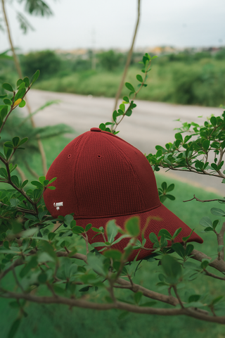 Waffle Textured Baseball Cap in Maroon