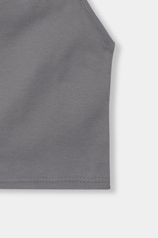 Sleeveless Crop Top in Space Grey