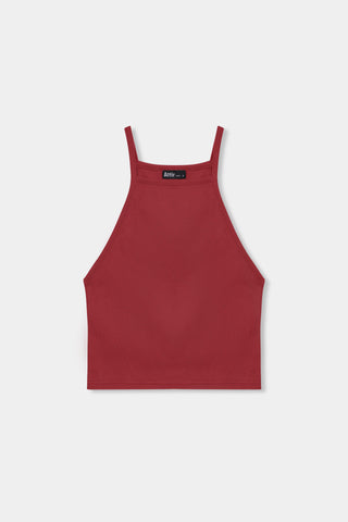 Sleeveless Crop Top in Crimson