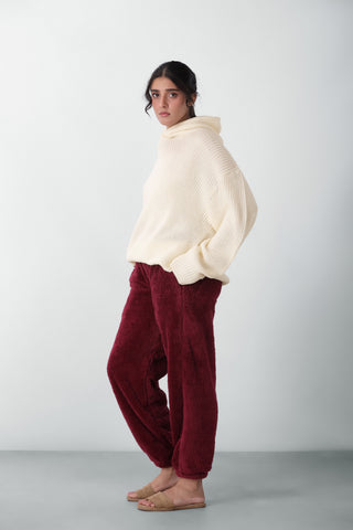 Cardigan Knitted Oversized Hoodie in Cream