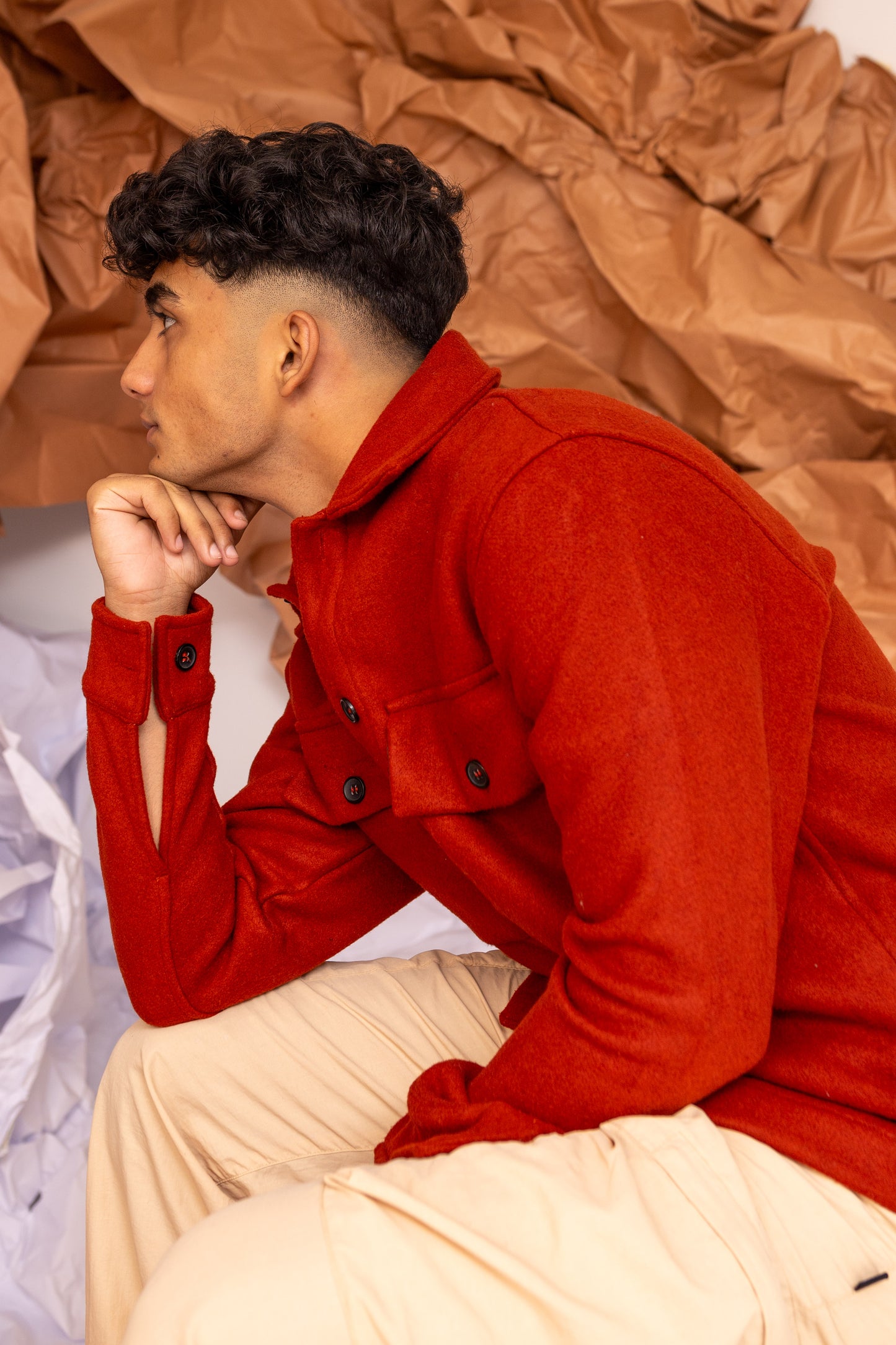 Wool-blend Overshirt in Cardinal Red