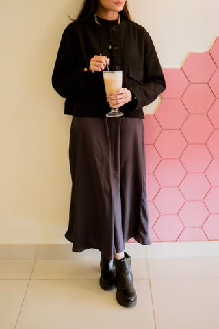 Silk Skirt in Charcoal