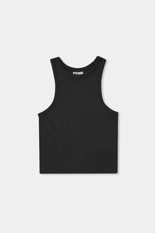Rib-Knit Tank Top in Black
