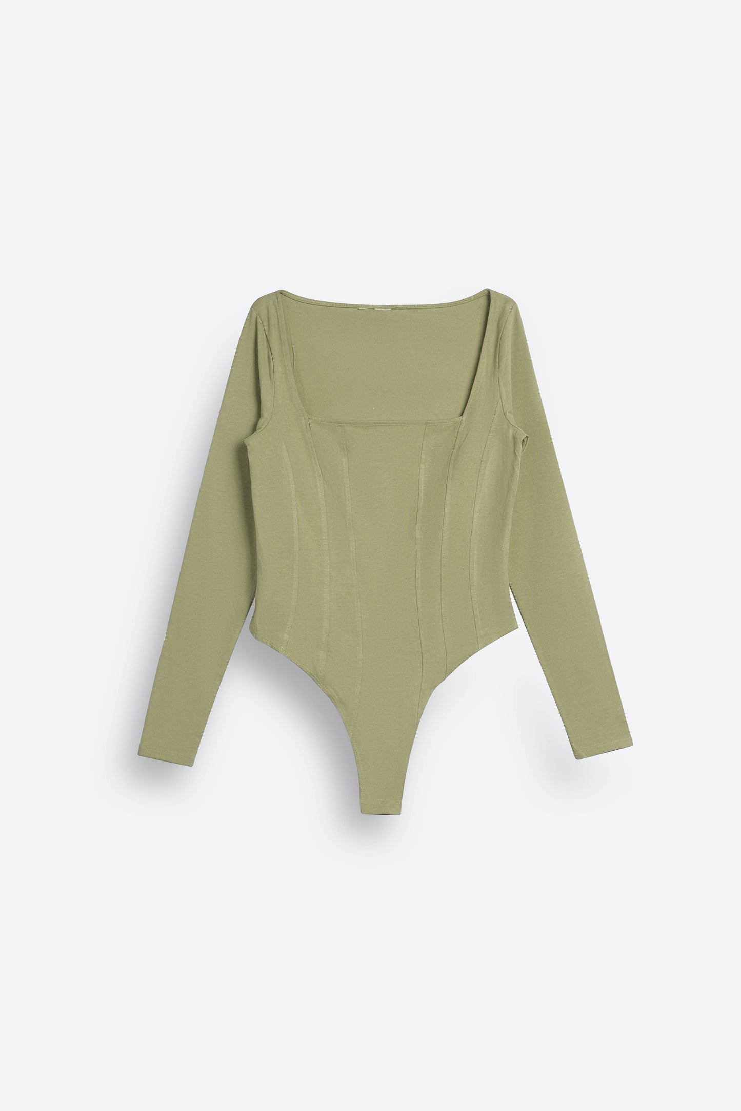 Square Neck Bodysuit in Fern Green