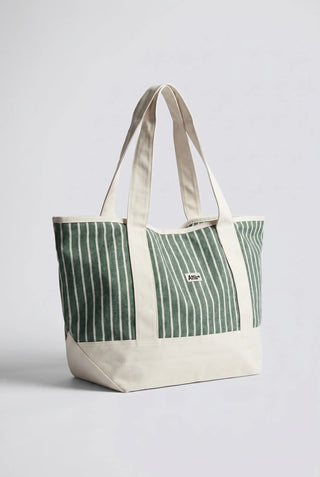 Oversized Tote Bag in Green Stripe