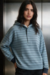 Striped Pullover Hoodie / BLUE HOODIE ATTIR-WOMEN