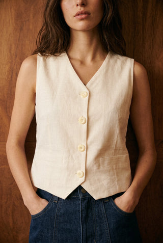 Cotton Waistcoat in Ivory