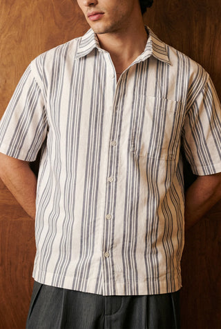 Basic Collar Shirt in Blue Stripe