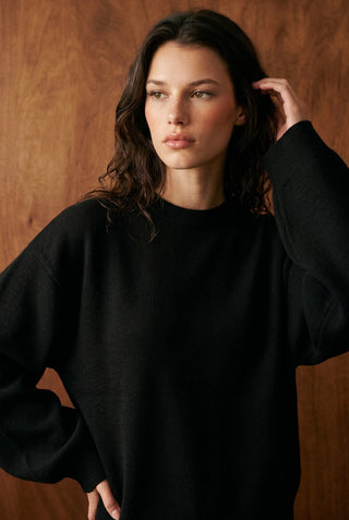 Fluffy Oversized Knitted Jumper in Black