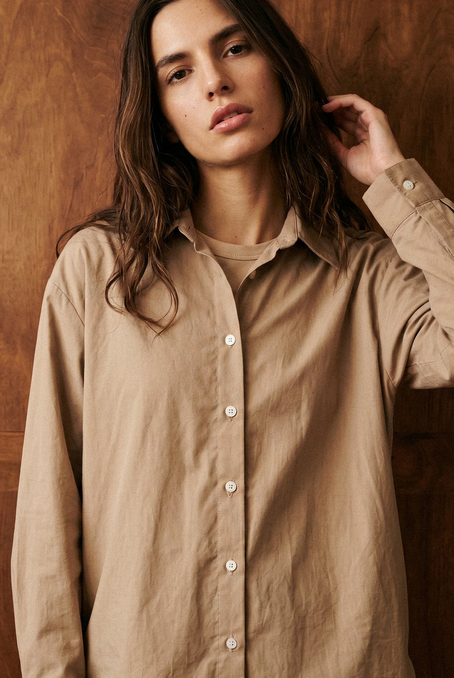 Basic Relaxed Shirt in Beige