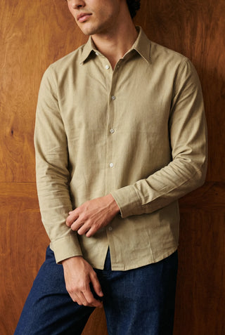 Basic Cotton Shirt in Khaki