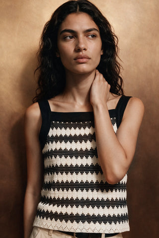 Crochet Knit Tank Top / OFF WHITE TANKTOP ATTIR-WOMEN