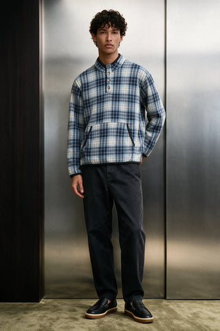 Flannel Mock Neck / BLUE FLANNEL MOCKNECK ATTIR-MEN