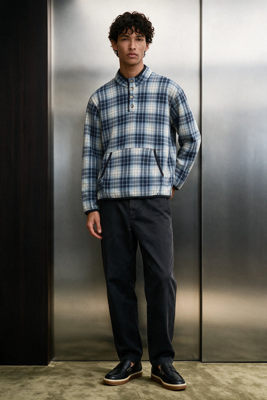 Flannel Mock Neck / BLUE FLANNEL MOCKNECK ATTIR-MEN