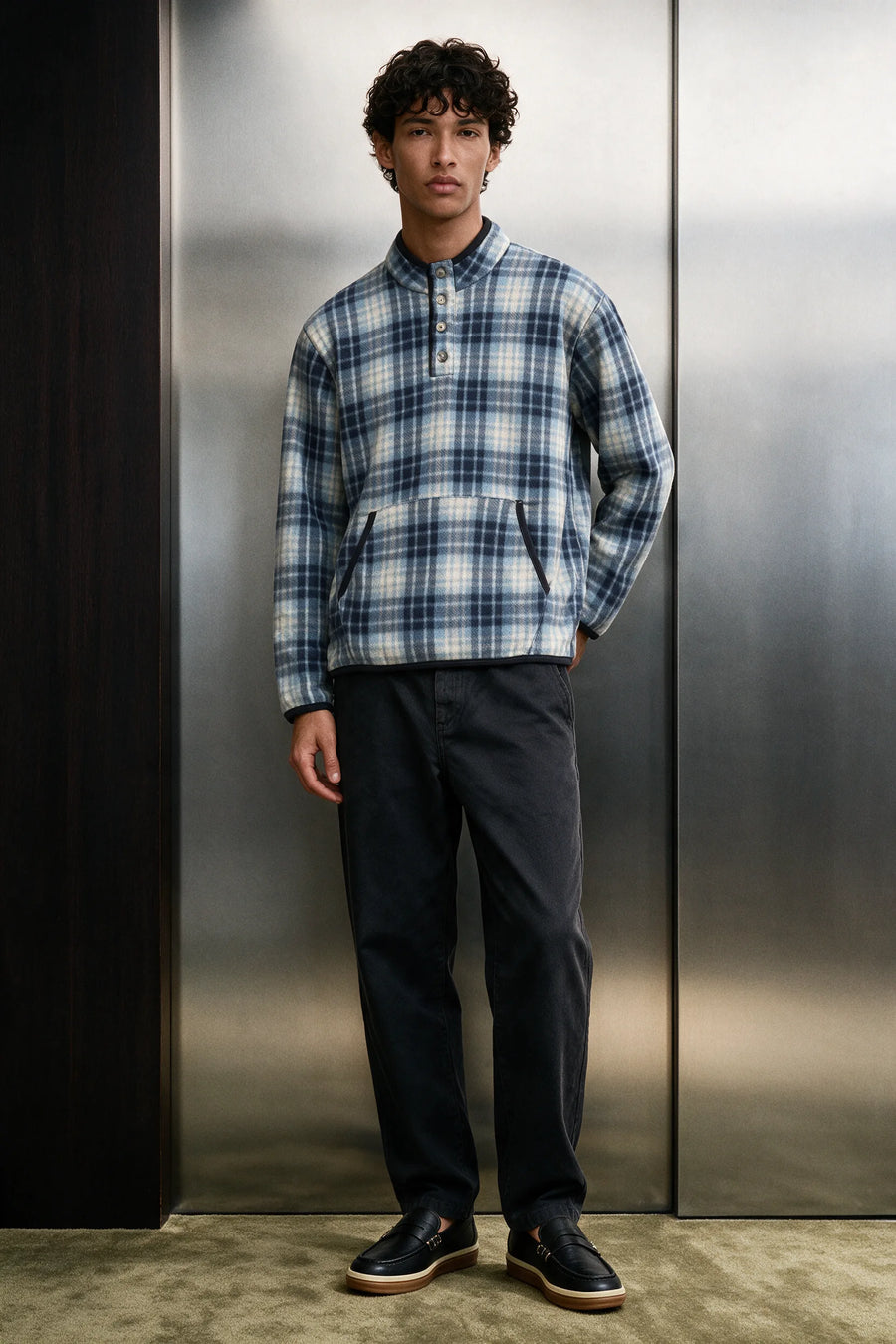 Flannel Mock Neck / BLUE FLANNEL