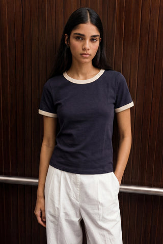 Fitted Ringer T-shirt in Dark Purple