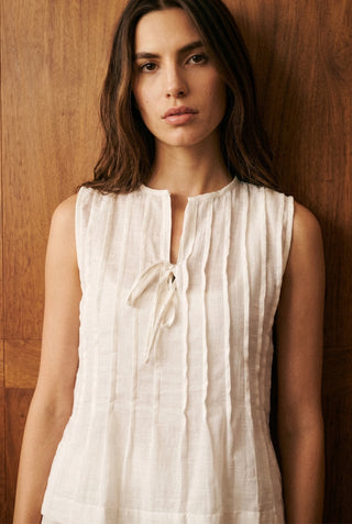 Serena Tie Top in Sheer White