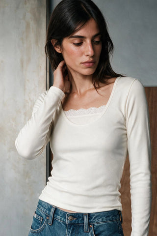 Lace-detail Top TOP ATTIR-WOMEN