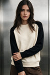 Raglan Knit Sweater / BLACK & CREAM SWEATER ATTIR-UNISEX