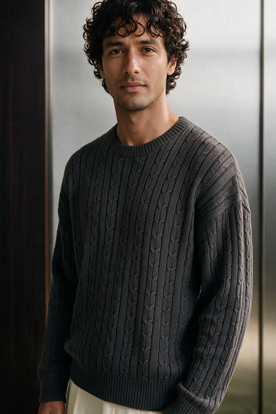 Classic Cable Knit Pullover / GREEN