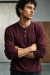 Classic Cotton Henley Shirt / BURGUNDY HENLEY ATTIR-MEN