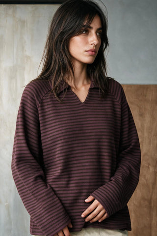 Long Sleeves Striped Polo Top POLO ATTIR-WOMEN