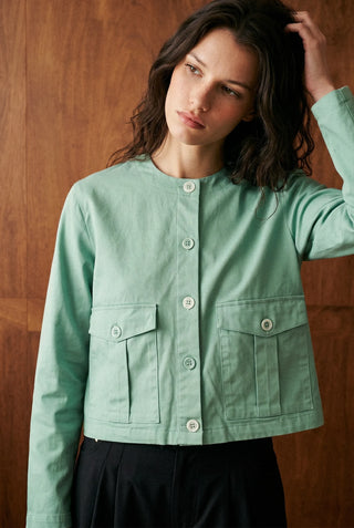Round Neck Jacket in Pastel Green