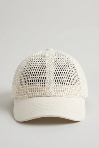 Contrast Baseball Cap with Crochet-knit Crown