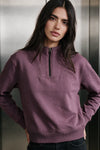 Q-Zip Mock Neck Jumper / PLUM SWEATSHIRT ATTIR-WOMEN