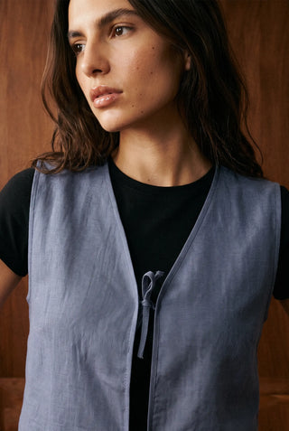 Tie-detail Vest in Yale Blue